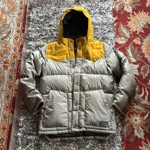 Patagonia Kids Bivy Duck Down hoody parka puffer gold garden green 12-14 XL